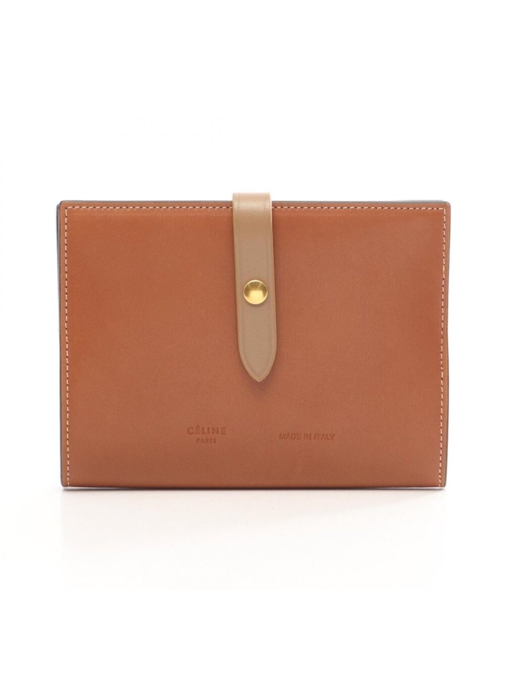 Celine Card Case Passport Brown Beige Leather
